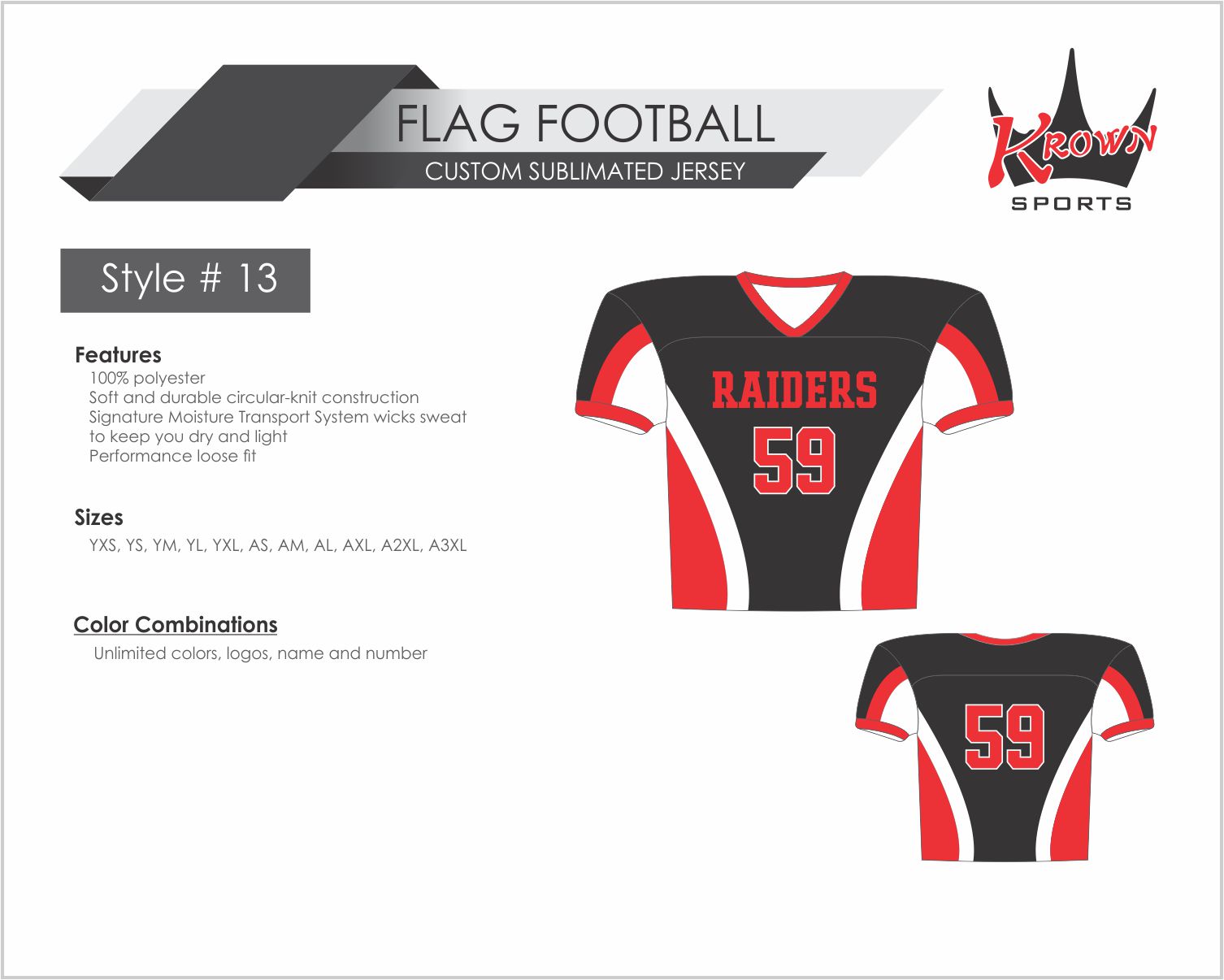 Custom flag football jerseys